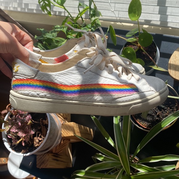 Soludos Rainbow Wave Leather and Embroidered Sneakers - Picture 10 of 11